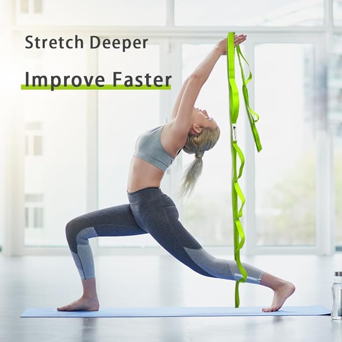 Stretching Strap Yoga Strap with Loops, Stretch Straps for Physical Therapy, Non-Elastic Exercise Strap for Pilates, Dance and Gymnastics with Workout Guide - Bloomnest