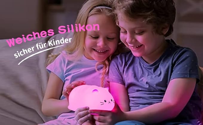 Tremdwoto Cat Night Light for Kids,Cute Colorful Night Light Baby Girl Squishy Night Lights Lamp 3 Hour Timer Kitty Light USB Rechargeable Nursery Lamp Nightlight ，Gifts for Boys and Girls - Bloomnest