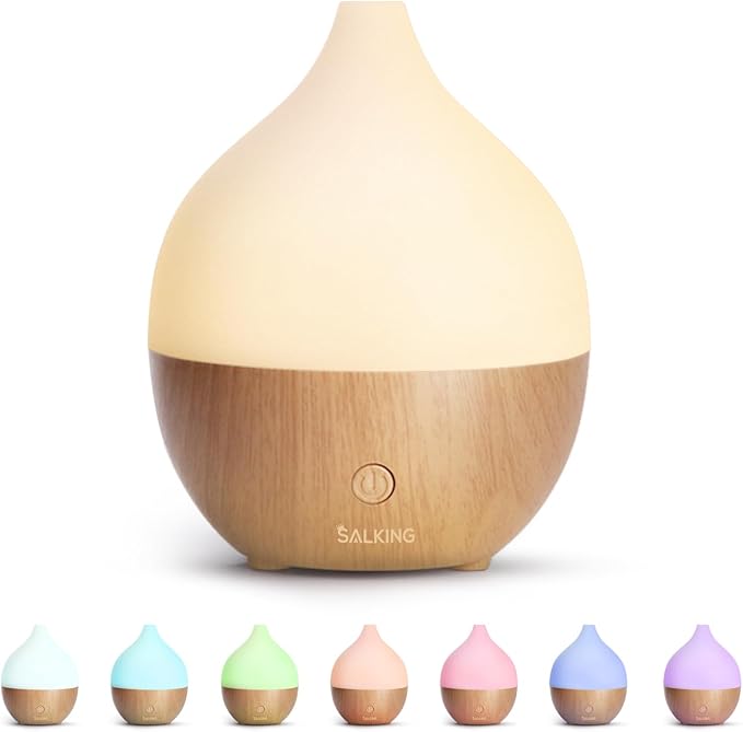 SALKING Essential Oil Diffuser, 100ml Small Aromatherapy Diffuser with Auto Shut-Off Function, Ultrasonic Diffusers for Essential Oils, Cool Mist Humidifier with Warm White Lights, for Office Home - Bloomnest