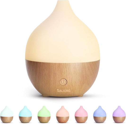 SALKING Essential Oil Diffuser, 100ml Small Aromatherapy Diffuser with Auto Shut-Off Function, Ultrasonic Diffusers for Essential Oils, Cool Mist Humidifier with Warm White Lights, for Office Home - Bloomnest