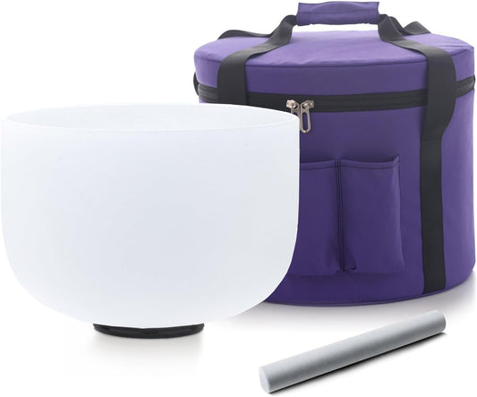 Hye-eun 14 Inch Large Crystal Singing Bowl, F Note 432hz Heart Chakra Bowl with Carrying Case for Yoga Meditation Sound Healing Energy Yoga, Spiritual