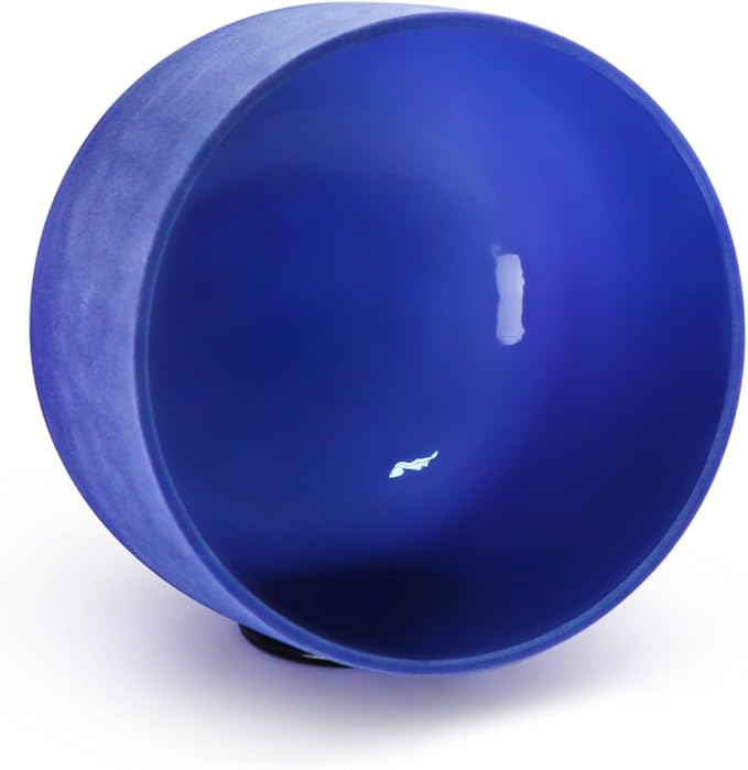 Hye-eun Indigo Crystal Singing Bowl, 8inch A note Frosted Quartz Sound Bowl 432hz Third-Eye Chakra with Carrier Case for Yoga Healing Sound Energy Vibration - Bloomnest