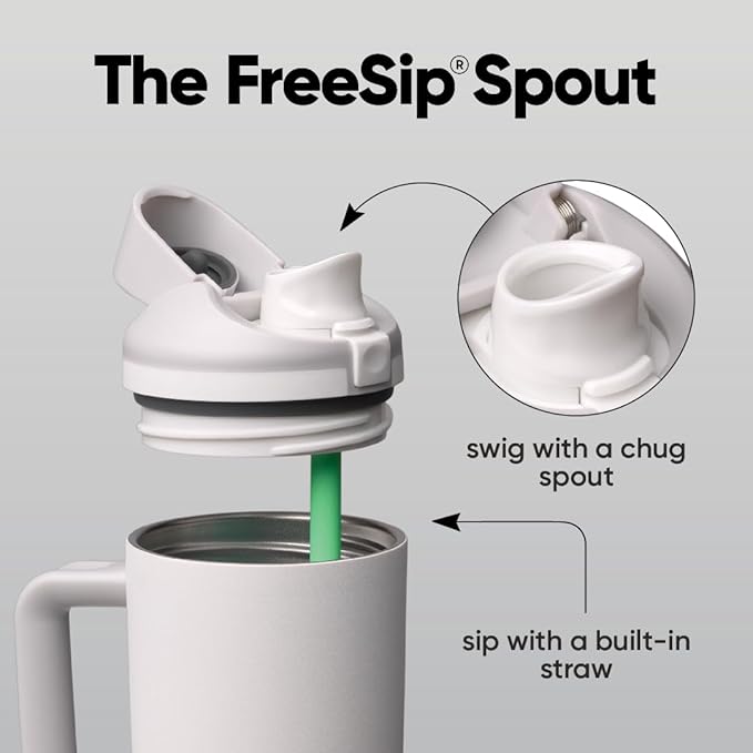 Owala FreeSip Tumbler - Stainless Steel - 30-oz. - Grey/White (Shy Marshmallow) Owala