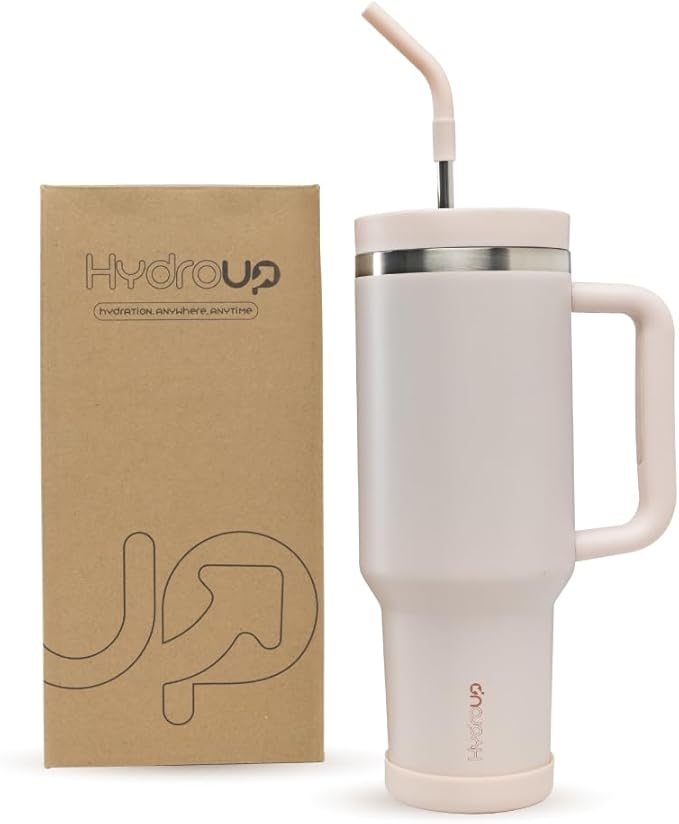 40oz Travel Tumbler Cup with Handle, Two-Way Slider Lid, Stainless Steel Straw with Silicone Tip, Vacuum Insulated Water Bottle for Hot & Cold Drinks, Great Gifts for Mom - Bloomnest