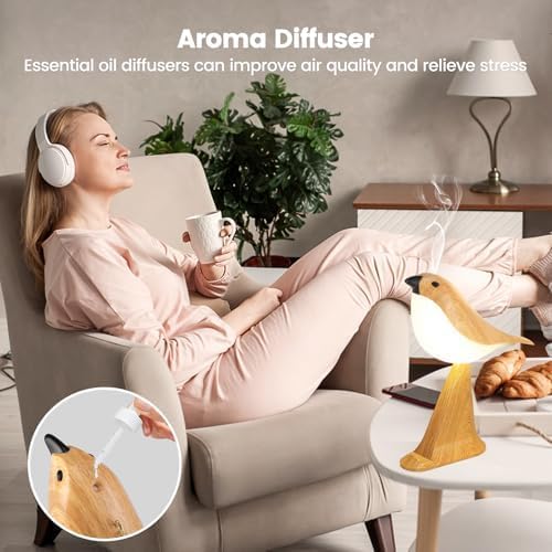 Small Cute Bird Table Lamp with Timer, Touch & Remote Control Bird Night Light, Cordless Bedside Lamps, Desk Lamp for Reading, 3-Way Dimmable USB Rechargeable Battery 2600mAh Nightstand Lamps, Decor - Bloomnest