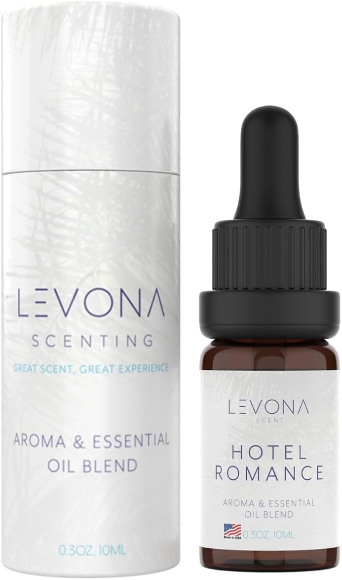 Levona Scent Essential Oil - Aroma for Home, Office, Hotel & Spa, Ideal for Humidifiers & Diffusers, Fragrance with Grapefruit Peel, Fresh Lemon, Litsea - 10ml / 0.33 fl oz, Hotel Romance LEVONASCENT