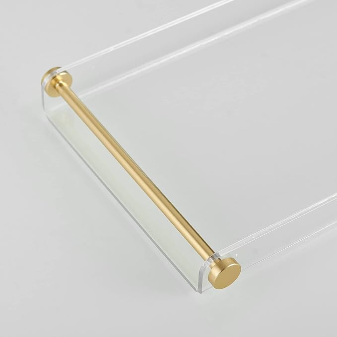 Bathtub Tray Clear Caddy Rack: Acrylic Tub Tray Shelf with Gold Rails to Hold Book Phone Candle Wine - Waterproof Bathtub Accessories, Luxury Gifts for Women - Bloomnest