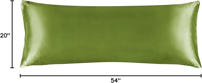 BEDELITE Satin Body Pillow Cover, Super Soft and Cooling Body Pillow Pillowcase for Hair and Skin, Breathable Silky Full Long Pillowcase Cover(20"x54", Cedar Green) - Bloomnest