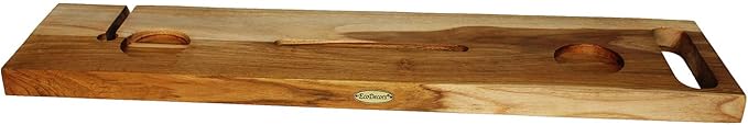 EcoDecors Eleganto 36" Live Edge Solid Teak Bath Caddy Tray with Handle, Book & Tablet Holder, Wine Glass Holders, Luxury Bathtub Tray - Bloomnest