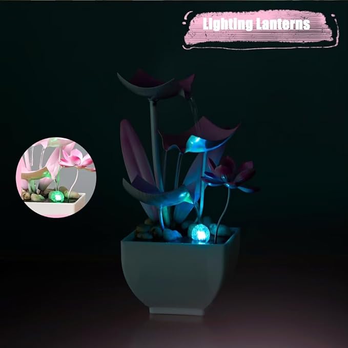 Desktop Water Fountains: Relaxing Zen Décor for Home Living Room or Bedroom and Office - Home Décor Soothing Sound Pink - Bloomnest