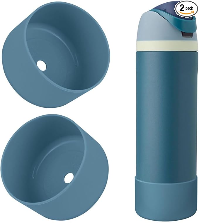 2PCS Silicone Water Bottle Boot, Compatible with Owala 24oz 32oz 40oz, Protective Anti-Scratch & Anti-Dent No Noise Sleeve Cover for FreeSip/Twist/Flip Water Bottles (Denim, 24oz) BKBY
