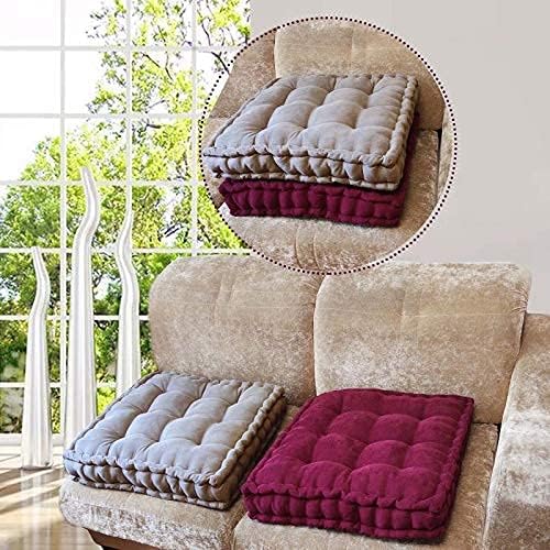 Verpert Floor Pillow 25x25 Inch, Square Meditation Cushion Floor Seating for Adults, Oversized Tufted seat Cushion Reading Nook for Kids, Yoga Meditation Pillow for Sitting on Floor-Gray