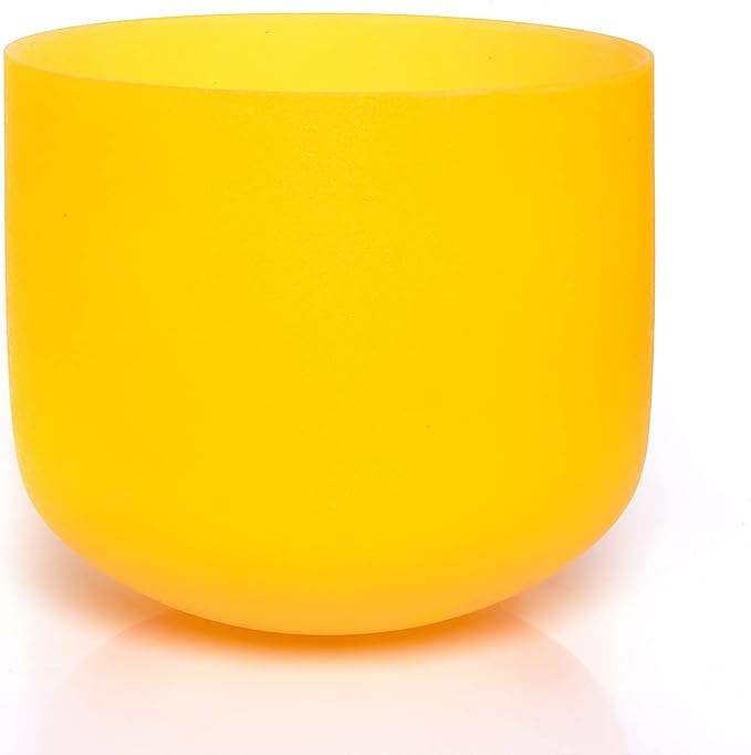 TERRITORY E Note Solar Plexus Chakra Yellow Colored Quartz Frosted Crystal Singing Bowl 8 inch - Bloomnest
