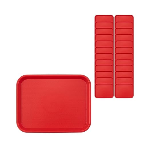Carlisle FoodService Products CT101405 Cafe Standard Plastic Cafeteria/Fast Food Tray, NSF Certified, BPA Free, 14" Length x 10" Width, Red (Pack of 24) - Bloomnest