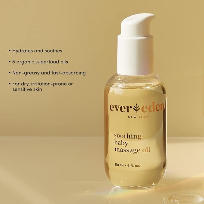 Evereden Soothing Baby Massage Oil 4 fl oz. | Clean Baby Care | Non-toxic and Fragrance Free | Clean Ingredients - Bloomnest