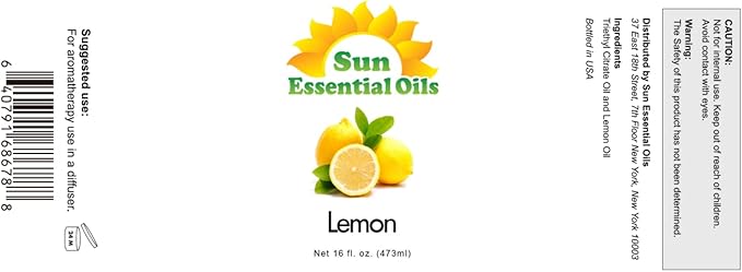 Sun Essential Oils - Lemon Essential Oil 16 oz for Cleaning, Diffuser, Humidifier & Aromatherapy Body Massage, Lemon Fragrance Scent for Home Candle Making - Bloomnest
