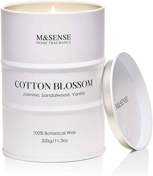M&SENSE Cotton Blossom Scented Candles Natural Non Toxic, Aromatherapy Candle for Stress Relief Meditation Relaxing, Housewarming Gifts for Women Men, 11.3oz 70 Hour Long Burning - Bloomnest