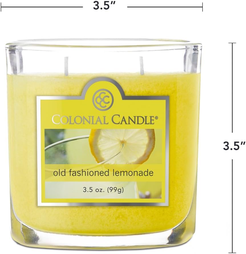 Colonial Candle Old Fashioned Lemonade Jar Candle, 2 Wick, 3.5 oz, Mottled Wax Candle