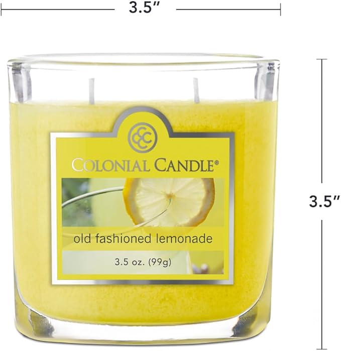 Colonial Candle Old Fashioned Lemonade Jar Candle, 2 Wick, 3.5 oz, Mottled Wax Candle - Bloomnest