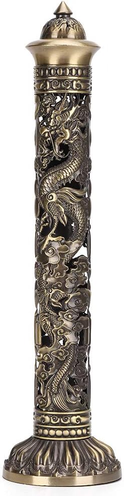 Ejoyous Incense, Brass Dragon Incense Holder, Vertical Incense, Bronze Tone Dragon Phoenix Relief Craft Ornaments for Meditation Room Tea Room, Office Decoration - Bloomnest