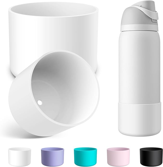 2PCS Silicone Water Bottle Boot for Owala 24oz 32oz 40oz, Anti-Slip Protective Sleeve Bottom Bumper Protector for FreeSip, Twist, and Flip Stainless Steel Water Bottles Alwenid