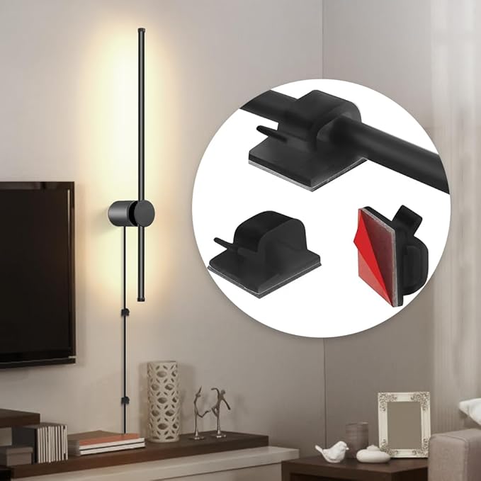 Wall Sconces Set of Two with Remote, Stepless Colors 3000K-6500K & Stepless Dimming, Hardwire or Plug-in, 180° Rotate, LED Black Plug in Wall Sconces with Timer & Night Light, 23.6 Inches - Bloomnest