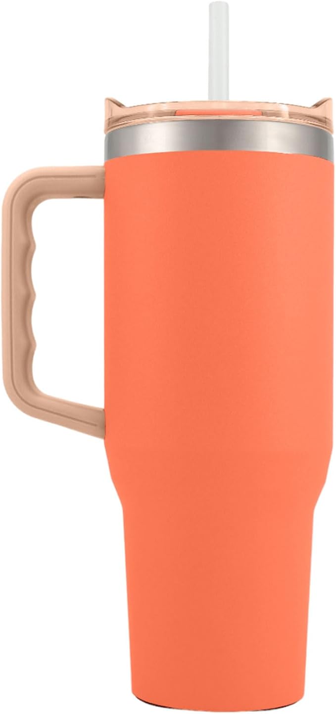 Yukon Outfitters Fit Forty 40oz Double Wall Vacuum Insulated Stainless Steel Tumbler with Reusable Straw & Ergonomic Handle | For Hot or Cold Beverage, Apricot Crush - Bloomnest