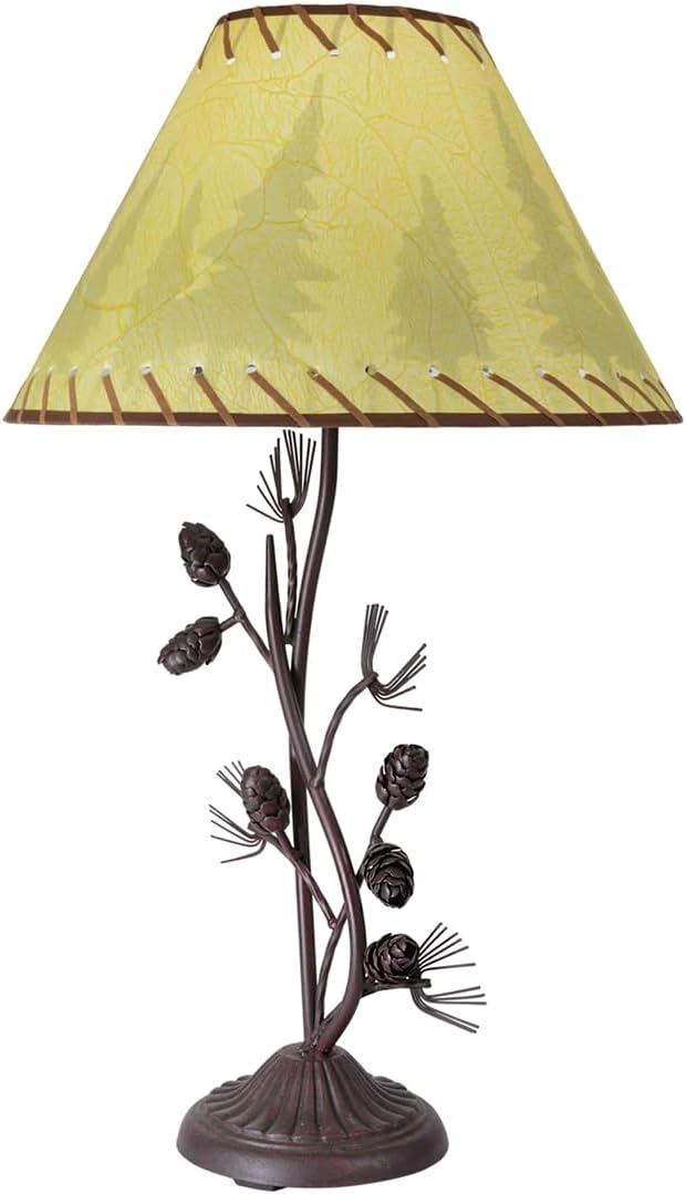 BLACK FOREST DECOR - Metal Pinecone Table Lamp - Farmhouse Lamp for Living Room, Bedroom, Cabin - 26.5" x 8.75" x 6.5" - Bloomnest