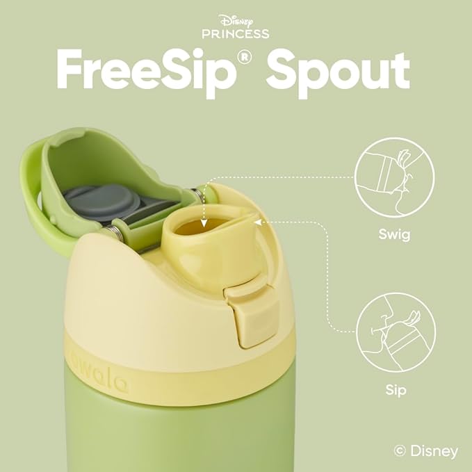 Owala Disney Princess FreeSip Insulated Stainless Steel Water Bottle with Straw for Sports and Travel, BPA-Free Sports Water Bottle, 24 oz, Tiana Owala