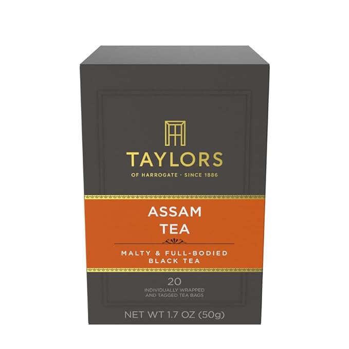 Taylors of Harrogate Assam, Black Tea, Individually Wrapped Bags, 20 Count (Pack of 1), Full-bodied, Satisfying & Malty, Caffeinated, Enjoy Hot or Iced, 20 Teabags - Bloomnest