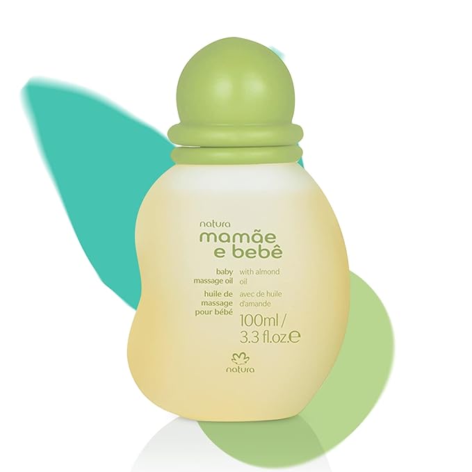 Natura - Mamãe e Bebê Baby Massage Oil - 100% Vegan - Safe & Gentle Lightweight Formula - 99% Natural Origin - All Skin Types - Cruelty Free - Brazilian Beauty - Baby Essentials - 3.38 fl oz (100ml) - Bloomnest