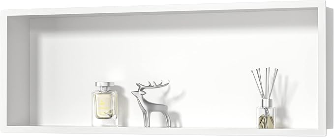 Stainless Steel Shower Niche 36" X 12" White No Tile Needed Niche Shower Recessed Wall Niches for Bathroom Storage Over Mount Installation - Bloomnest