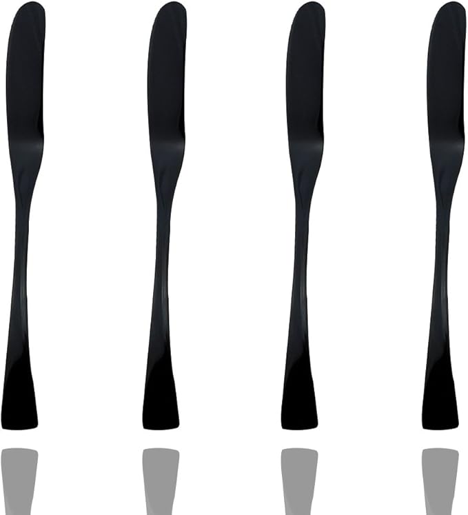 JASHII 18/10 Stainless Steel 4 Piece Mirror Polished Black Butter Knife Bagels Cheese Knife Black Server Utensil Set - Bloomnest