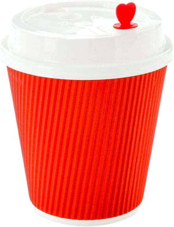 Restaurantware 8 Ounce Double Wall Disposable Coffee Cups, 500 Insulated Red Paper Tumblers with Ripple Wall Design, Lids Sold Separately for Hot Drinks like Tea, Hot Chocolate, and More - Bloomnest