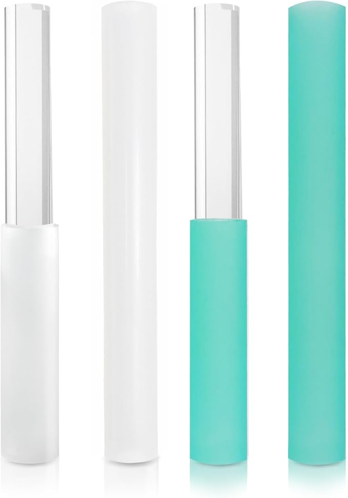 4 Pcs Singing Bowl Mallet Set Includes Solid and Hollow Acrylic Silicone Rubber Striker Mallet for Playing Quartz Crystal Singing Bowls with Bundle Pocket(WhiteGreen) - Bloomnest