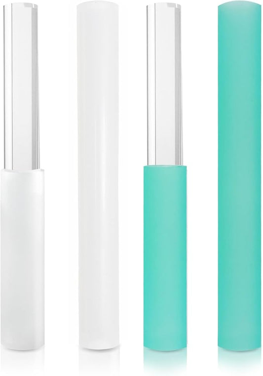 4 Pcs Singing Bowl Mallet Set Includes Solid and Hollow Acrylic Silicone Rubber Striker Mallet for Playing Quartz Crystal Singing Bowls with Bundle Pocket(WhiteGreen) - Bloomnest