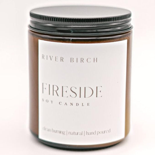 River Birch Candles Fireside Scented Candle | Premium, All-Natural, Non-Toxic, Soy Amber Jar Candles | 8.5oz 40 Hr Burn Time | Cozy Relaxing Gifts for Home - Bloomnest