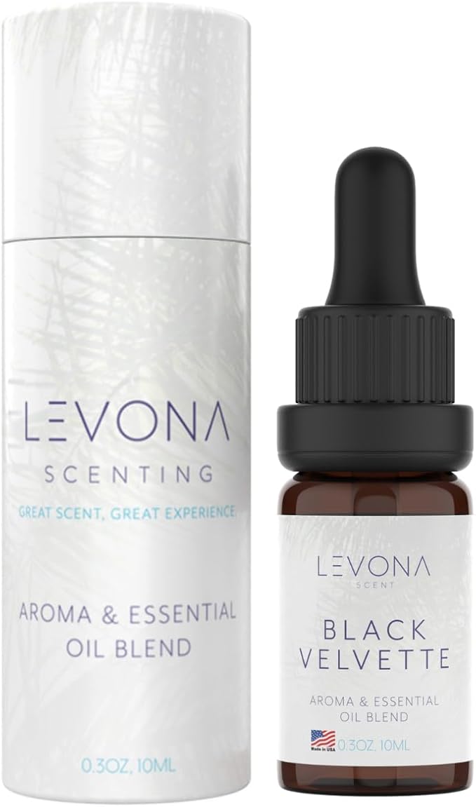 Levona Scents Oil Diffuser Essential Oils: Fragrance Oil for Diffuser - Black Velvette Diffuser Oils Scents - Woody Citrus with Herbal Floral Essential Oil Blends, Oakmoss, White Musk & Sandalwood - Bloomnest