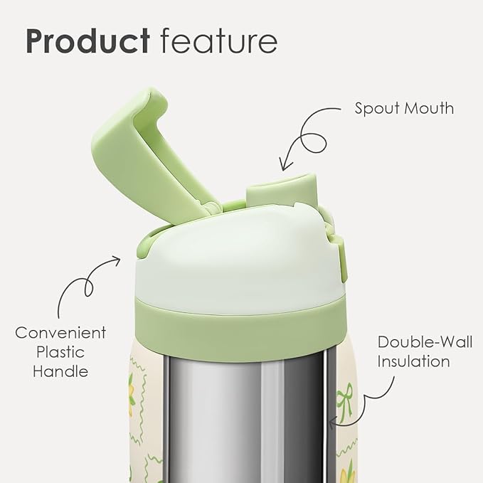 Lemon Stainless Steel Water Bottle, Vacuum Insulated, Push-Button Lid, 32 oz, Gifts for Women Girls Friends Teens Birthday Christmas SANDJEST