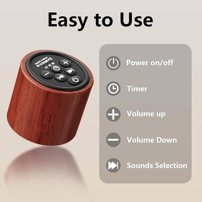 Portable White Noise Machine Mini Sound Machine with 30 Soothing Sounds Rechargeable for Adults Newborn Kids Sleep Brown Noise Machine with Memory Function 4 Timers for Travel Camping Home and Office - Bloomnest