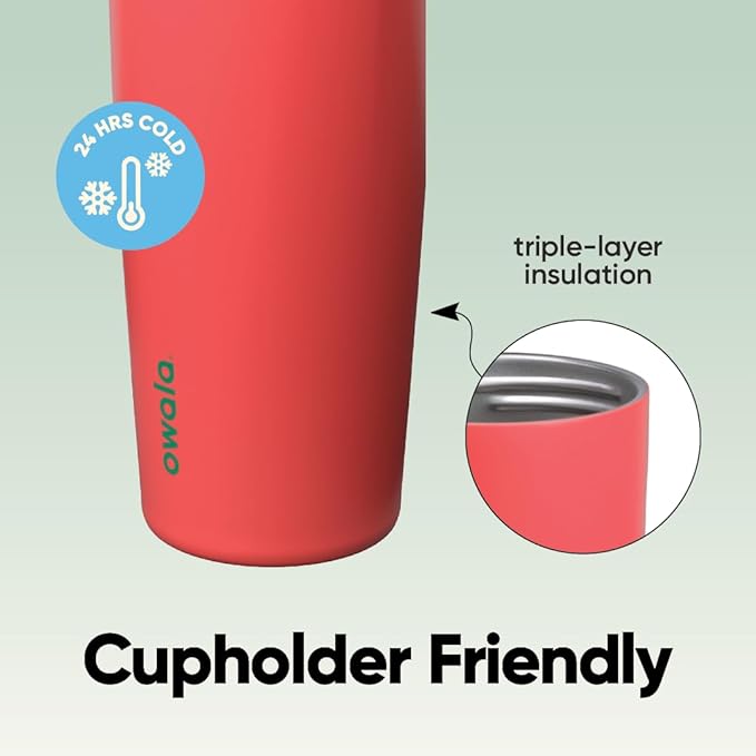 Owala FreeSip Sway Insulated Stainless Steel Water Bottle with Two-Way Spout, Built-In Straw and Bucket Handle, Made for Travel, School, and Sports, 40oz, BPA Free, Leak Proof, Strawberry Fields Owala