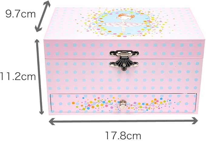 DJECO Musical Jewelry Box for Kids - Treasure Boxes Ballerina's Tune - Storage for Necklace, Bracelets, Rings, Earrings, Small Toys, Decorations, Keepsake & Trinkets - Safe for Ages 3+ Boys & Girls - Bloomnest