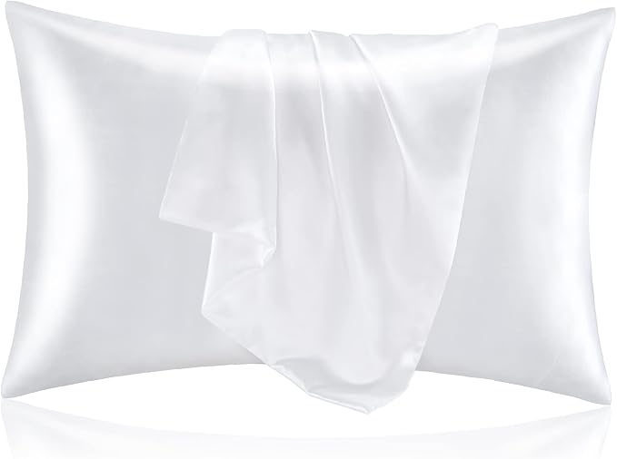 BEDELITE Satin Pillowcase for Hair and Skin, Super Soft and Cooling Similar to Silk Pillow Cases 2 Pack with Envelope Closure, Gift for Women Men(20"x36" King Size, White) - Bloomnest