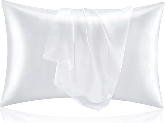 BEDELITE Satin Pillowcase for Hair and Skin, Super Soft and Cooling Similar to Silk Pillow Cases 2 Pack with Envelope Closure, Gift for Women Men(20"x36" King Size, White) - Bloomnest