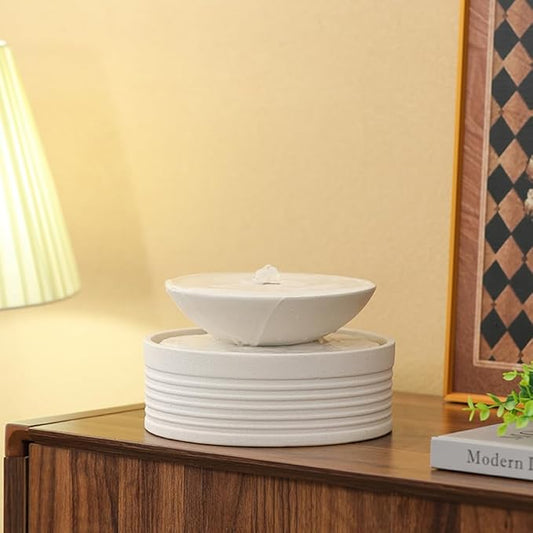 Outdoor and Indoor Tabletop Desktop Fountain Water Feature Waterfall mini Watering p d c Home Decoration Office (S080 White) - Bloomnest