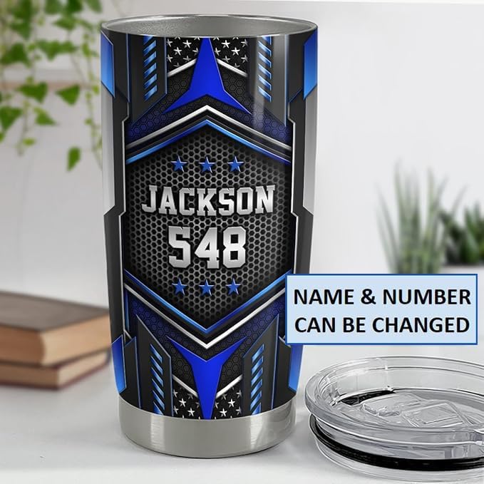 SANDJEST Personalized Police Tumbler - 20oz & 30oz Insulated Tumblers with Lid - Coffee Travel Mug Cup - Police Officer Gifts for Men & Women - Bloomnest