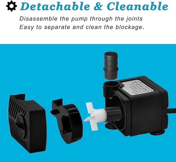 90 GPH Mini Submersible Pump, Small Fountain Pump (5W 350L/H) for water feature, Aquariums, Fish Tank, Tabletop Fountain, Pet Fountain, Indoor or Outdoor Pond Fountain - Bloomnest