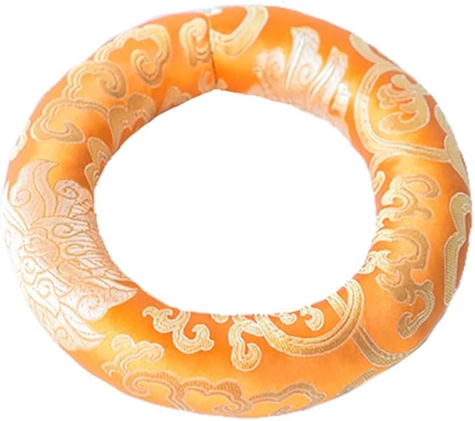 Singing Bowl Cushion Silk Brocade Ring Cushion Pillow，Used for Crystal/Tibetan Singing Bowls ，Singing Bowls Cushion,O-Ring，Buddhist Sound Bowl Pad (Color : Orange-D, Size : 14 inch 1 pc) - Bloomnest