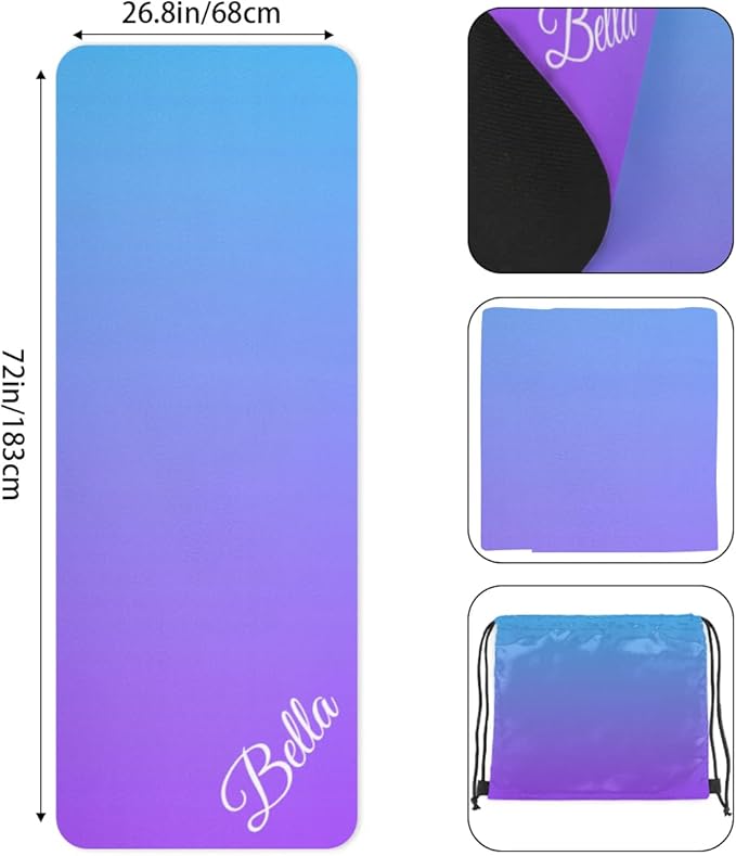 Custom Name Yoga Mat,Personalized Travel Yoga Exercise Mat,Non Slip,Perfect for Kids & Adults,Gradient Color E Series - Bloomnest