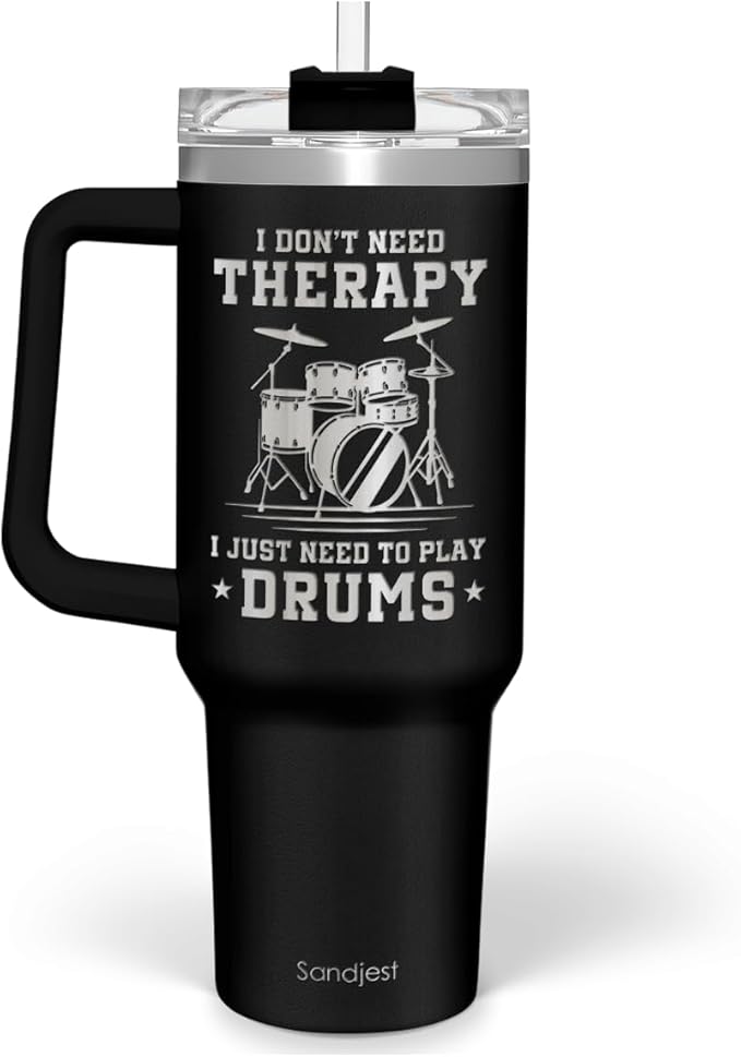 SANDJEST Drummer Gifts for Men, 40oz Stainless Steel Insulated Coffee Tumbler with Lid & Straw, Travel Mug Cup Gift for Drummers, Christmas Birthday - Bloomnest